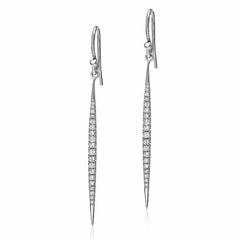stiletto drop earrings with diamonds in white gold