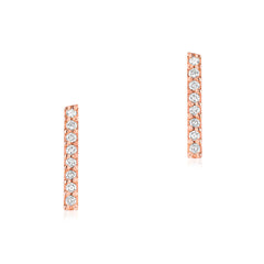 14k solid gold and diamond stick stud earrings
