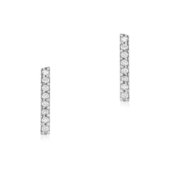 14k solid gold and diamond stick stud earrings