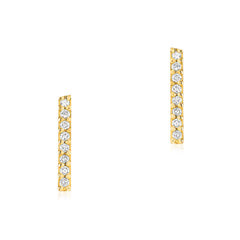 14k solid gold and diamond stick stud earrings