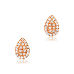 tear drop shape gold and diamond stud earrings
