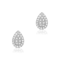 tear drop shape gold and diamond stud earrings