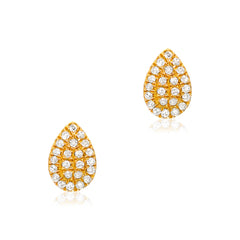 tear drop shape gold and diamond stud earrings