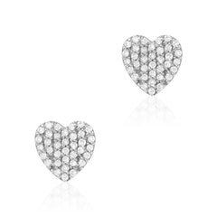 heart shape gold and diamond stud earrings