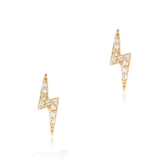 14k gold and diamond lightning bolt stud earrings