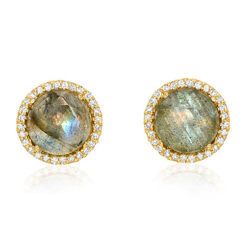 Rosie 7.0mm Labradorite & Diamond Post Earrings