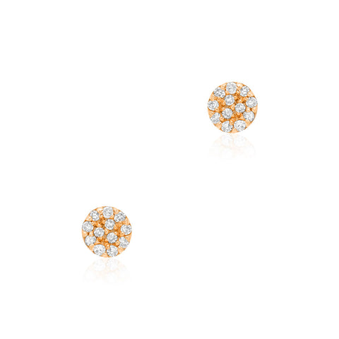 Mini Round Pave Diamond Post Earrings - 3.7mm Diameter