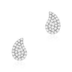 14k gold and diamond paisley stud earrings