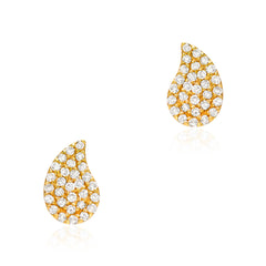 14k gold and diamond paisley stud earrings