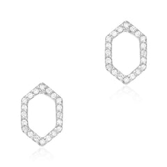 open silhouette hexagonal earrings in 14k gold and diamonds