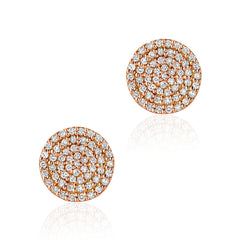 14k gold and diamond disc stud earrings