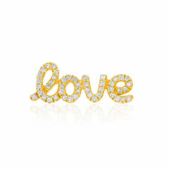 love script post earring in yellow gold