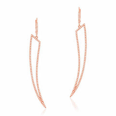 open horn drop earrings with diamonds in rose gold