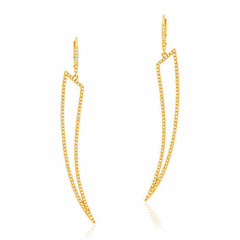 open horn drop earrings with diamonds in yellow gold