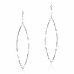 Open Elongated Marquise Earrings With Diamonds in White Gold