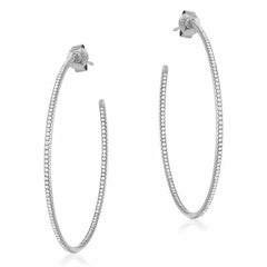 40mm in and out post hoop earrings in white gold