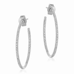 25mm in and out post hoop earrings in white gold