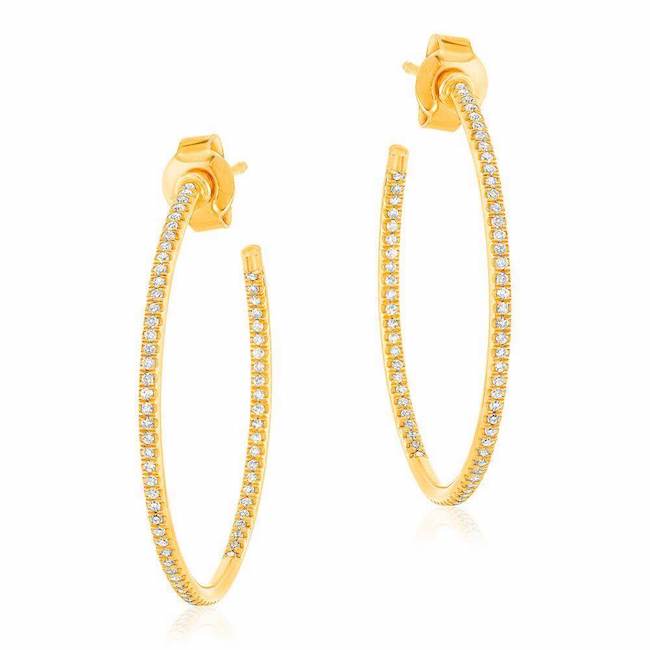 25mm in and out post hoop earrings in yellow gold