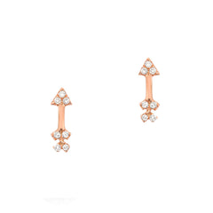 14k gold and diamond mini cupid's arrow stud earrings