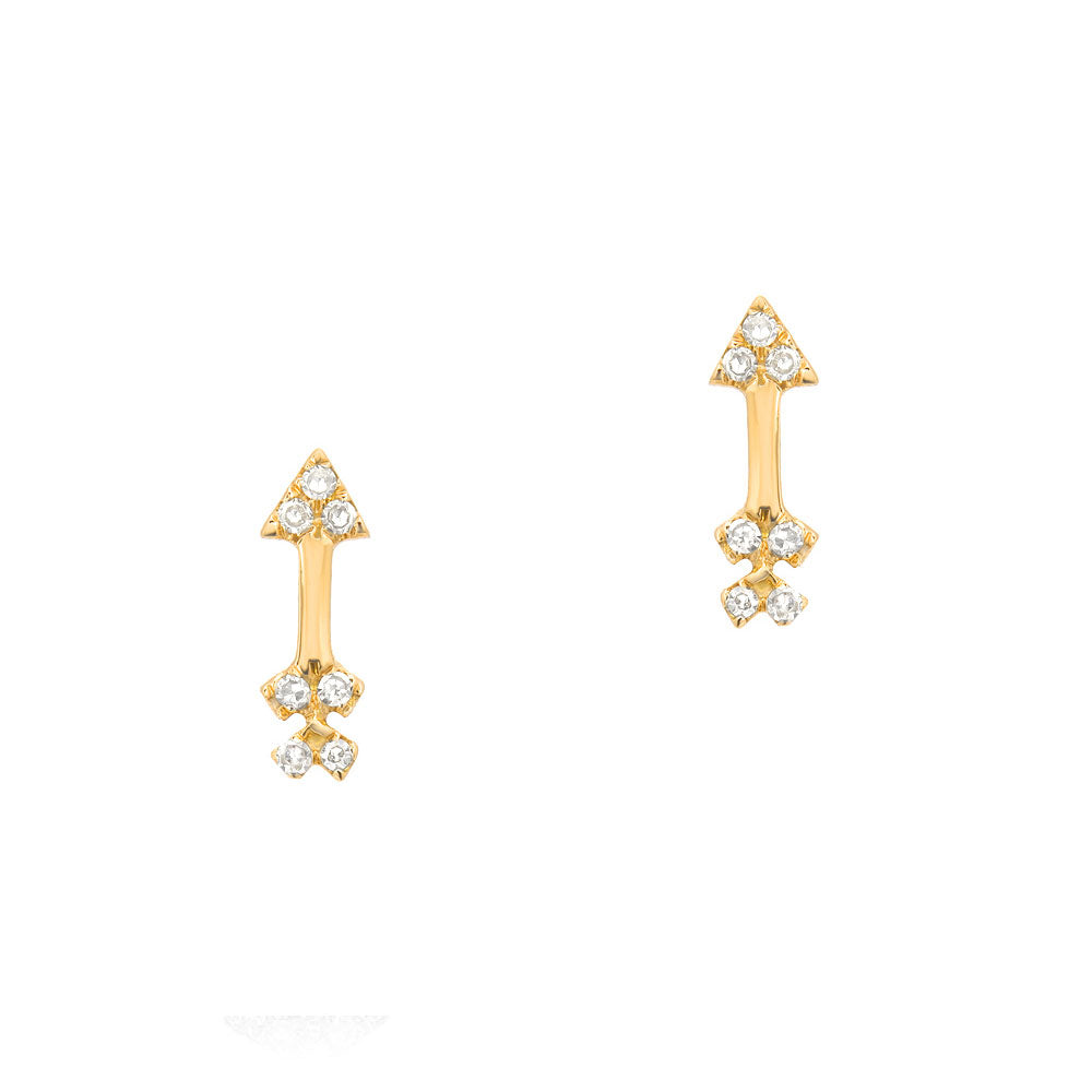 14k gold and diamond mini cupid's arrow stud earrings