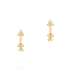 14k gold and diamond mini cupid's arrow stud earrings