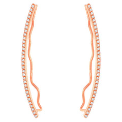 extra long crawler earrings in 14k gold with diamonds