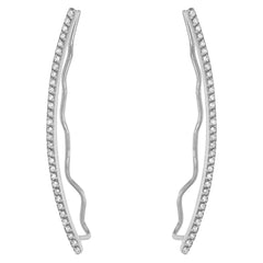 extra long crawler earrings in 14k gold with diamonds