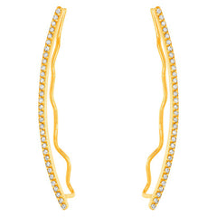 extra long crawler earrings in 14k gold with diamonds