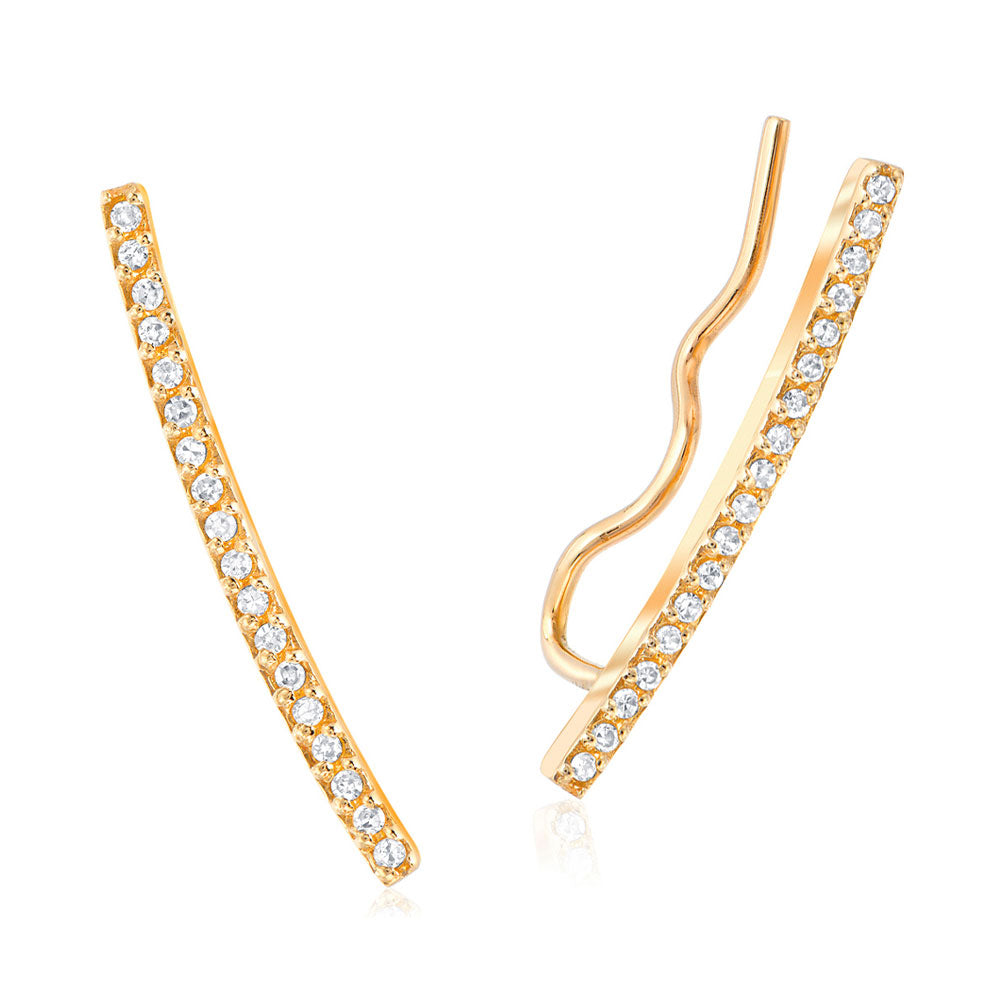crawler earrings in 14k gold with diamonds