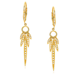 willow leaf cascade earrings in gold with diamonds