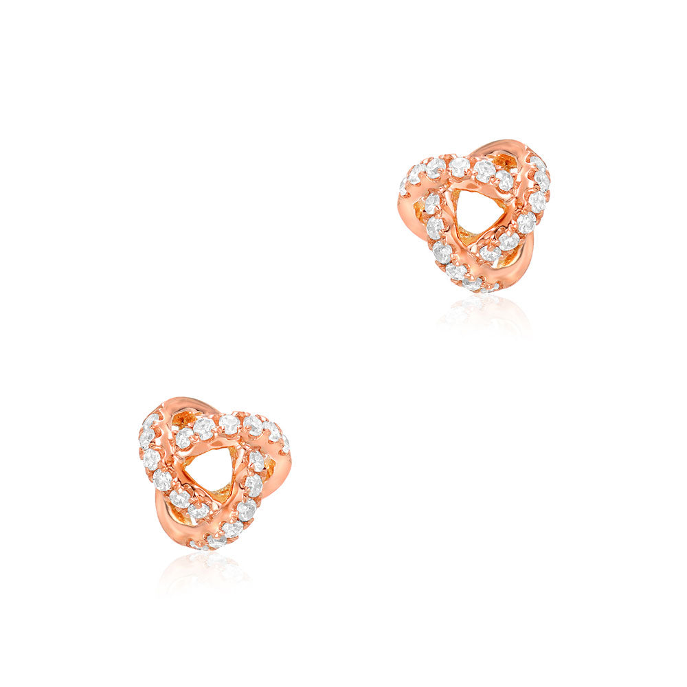 14k gold and diamond love knot stud earrings