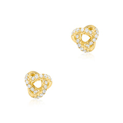 14k gold and diamond love knot stud earrings
