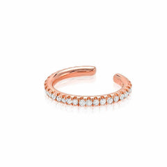 10mm oval shape single row ear cuff with diamonds in rose gold