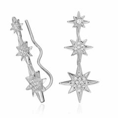 starburst ear climbers in white gold