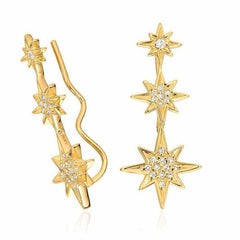 starburst ear climbers in yellow gold