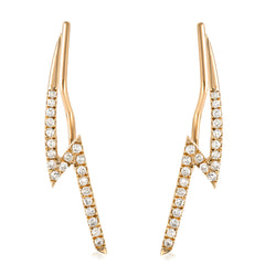 lightning bolt crawler earrings in 14k gold and diamonds