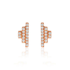 pyramid star step stud earrings in 14k gold and diamonds