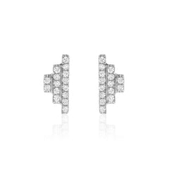 pyramid star step stud earrings in 14k gold and diamonds
