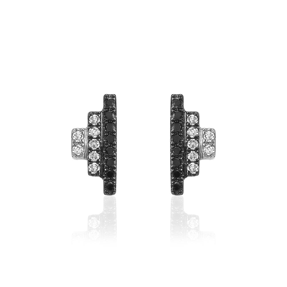 stair step earrings in black and white