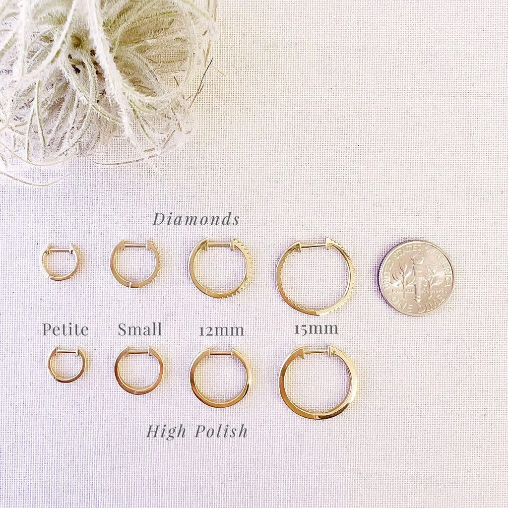 thumbnail image 2 of Mazzeri 14k Gold Huggie Hoop Earrings - Classic Round Polished Small 12mm 2 of 5