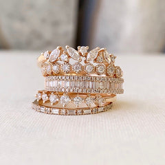Marquise and round diamond jumble band