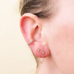 double row ear cuff with a fun chain post