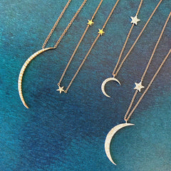 perfectly striking moon and star diamond necklaces