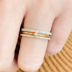 mini bezel band stacked with liven's eternity bands