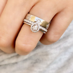 pear shape rose cut diamond halo ring