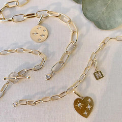 various clip charms on a chain