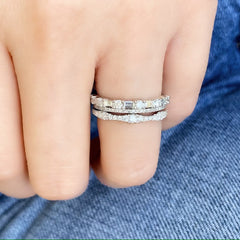 bridal stack of white gold and dimaond rings