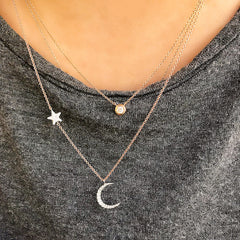 small moon and star diamond necklace