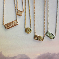 petite initial tag necklace with diamonds