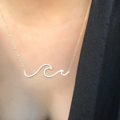 wave necklace in 14k yellow gold